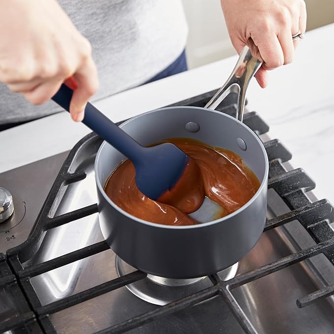 GreenPan Silicone Mixing Spatula, Scraping Baking Cooking Kitchen Utensil, Flexible Rubber Nonstick Cookware, Rigid Steel Core, Heat-Resistant, Anti-Slip Handle, BPA-Free, Dishwasher Safe, Blue - Image 3