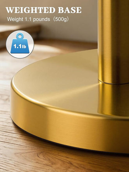 SMARTAKE Paper Towel Holder, Paper Towel Dispenser Standing Weighted Base Non Slip, Spring Arm Fit Most Size Paper Roll, Stainless Steel Kitchen Roll Stand for Home Kitchen Countertop Tabletop, Gold - Image 4