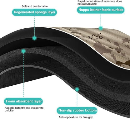 Coffee Bar Mat Accessories for Countertop - Super Absorbent Anti-Slip Silicone Flower Dish Drying Mats for Kitchen Counter - Draining Pad Decor Gift Fit Maker Pot Espresso Machine 24inx18in