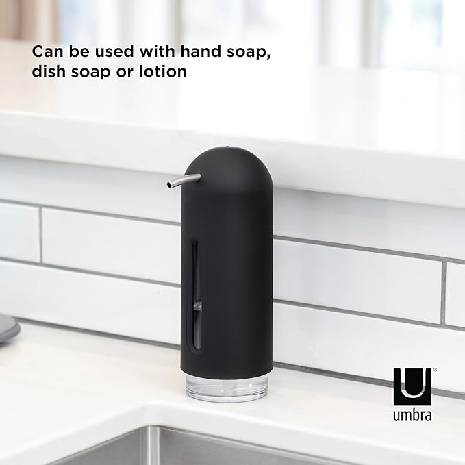 Umbra Penguin 12 oz (355 ml) Soap Pump, Kitchen Soap Dispenser, Also Works with Hand Sanitizer, Black - Image 6