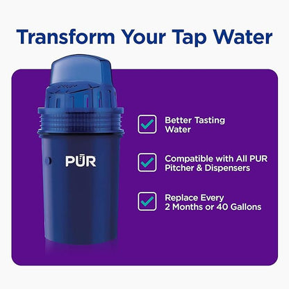 PUR Water Pitcher & Dispenser Replacement Filter 4-Pack, Genuine PUR Water Filter, 2-in-1 Powerful and Faster Filtration, 8-Month Value, Blue (PPF900Z4)