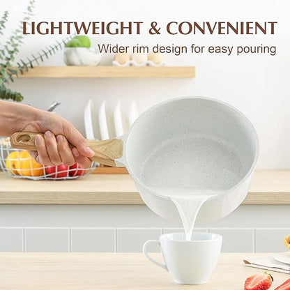 SENSARTE White Ceramic Nonstick Saucepan with Lid Set, Small Cooking Pot with Stay Cool Handle, Induction Compatible Saucepot, White Granite Coating, PFOA/PFAS Free, 2.0 + 2.5QT - Image 3