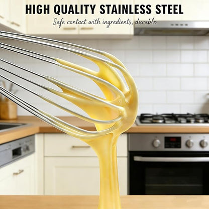 3 Packs Stainless Steel Whisk Set-Whisks for Cooking Non Scratch,Hand Push Rotary Whisk Blender,Balloon Whisk Kitchen Wisk Wire Whisks for Cooking,Whisking, Blending,Beating and Stirring - Image 6
