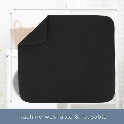 S&T INC. Dish Drying Mat, 16” x 18”, Absorbent Microfiber Kitchen Counter Mat, Drying Pad for Dishes, Utensils, Pots and Pans, Large, Diamond Texture, Black - Image 7