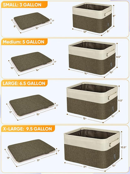 BALEINE 1 Pack Fabric Closet Storage Bins for Shelves, Linen Closet Organizers and Storage, Decorative Baskets for Organizing, Shelf, Clothes, Home, Office (Brown, 17''x13''x10.5'')
