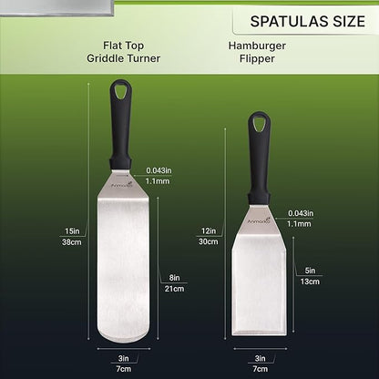 Metal Spatula Stainless Steel and Scraper - Professional Chef Griddle Spatulas Set of 3 - Heavy Duty Accessories Great for Cast Iron BBQ Flat Top Grill Skillet Pan - Commercial Grade - Image 9
