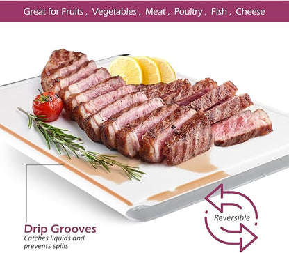 Large Cutting Boards for Kitchen - Dishwasher Safe Non-Slip Cutting Boards with Juice Grooves, Easy Grip Handles - Large and Thick Chopping Board (Grey) - Image 2