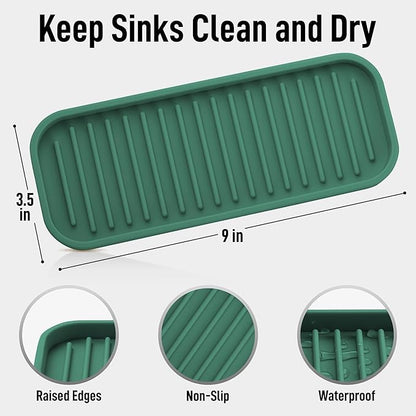 Zulay Kitchen (9x3.5) Silicone Sponge Holder for Kitchen Sink - Flexible Multipurpose Soap Tray - Sink Organizer for Kitchen, Bathroom, Makeup, Trinkets & More (Pine Green) - Image 4