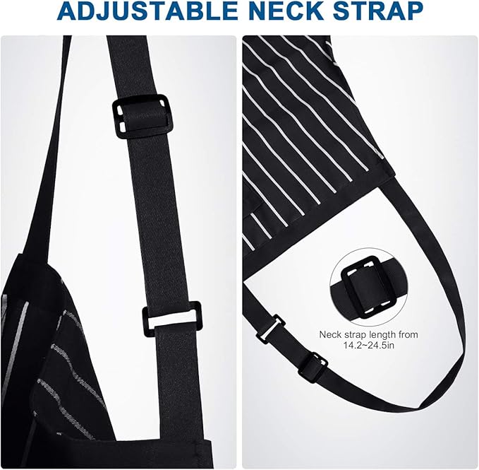 Syntus Apron for Men Women, Adjustable Cooking Kitchen Chef Aprons with 2 Pockets, Cotton/Polycotton/Polyester - Image 5
