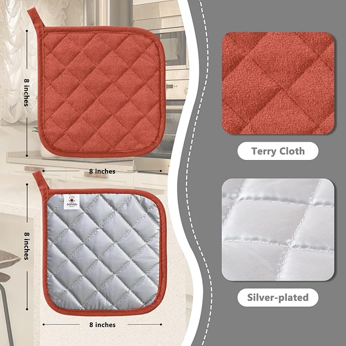 Joyhalo 5 Pack Heat Resistant Pot Holders - Terry Cloth Sets for Cooking & Baking - Image 3
