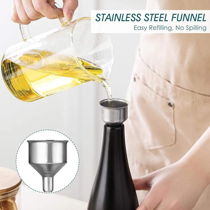 vancasso 16 Oz Ceramic Olive Oil Dispenser Bottle, Bottle Dispenser with Spout and Funnel for Kitchen,Suitable for Oil, Vinegar, Coffee Syrups & Other Liquids，BK - Image 4