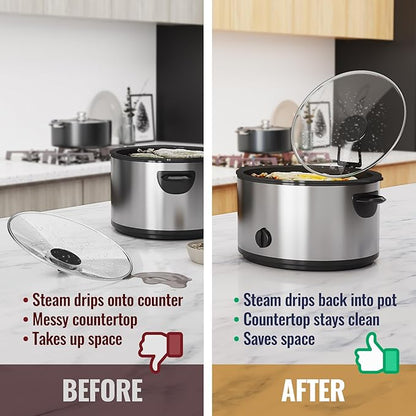 NiHome Slow Cooker Lid Holder Fit for Crockpot for Hands-Free Cooking, Fits Various Lid Sizes, Stable and Non-Slip Design, Prevents Water Stains on Countertops, Easy to Use, Space-Saving Storage