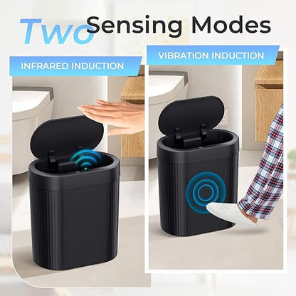 jinligogo 5 Gallon Bathroom Trash Can with Lid, Automatic Motion Sensor Black Trash Can, Touchless Slim Waterproof Garbage Bin for Kitchen, Bedroom, Office, and Bathroom - Image 6