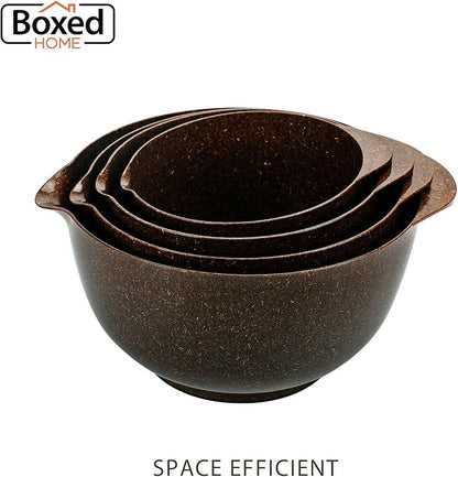 BoxedHome 4 Quart Large Plastic Mixing Bowls, Microwave Safe Mixing Bowl Set with Pour Spout, Nesting Bowls for Space Saving Storage(coffee) - Image 6