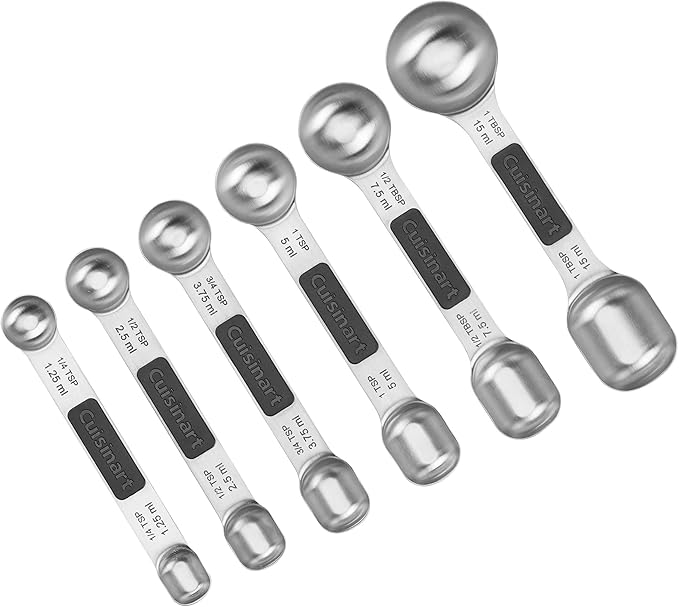 Cuisinart CTG-00-6MSP Stainless Steel 6P Set of Magnetic Measuring Spoons, Black & Silver by Cuisinart