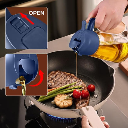 YARRAMATE 2Pcs 16oz/470ml Glass Olive Oil Sprayer for Cooking with Stickers, 2 in 1 Oil Dispenser for Kitchen Gadgets, Food Grade Premium Spray Bottle with Portion Control for Salad, BBQ (Black&Navy) - Image 7