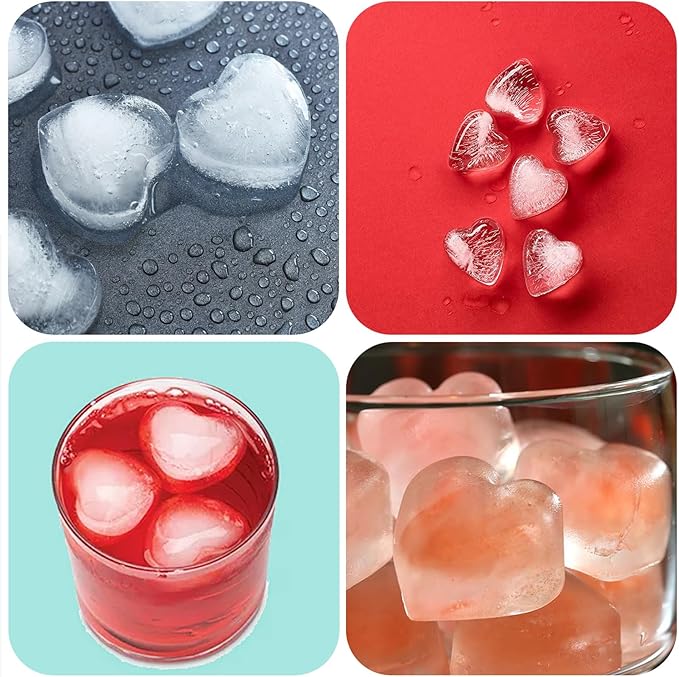 2 Pack Heart Shpaed Ice Cube Trays with Lids and Bins Ice Molds with Ice Storage Box, 48 Holes Silicone Heart Ice Cube Tray for Whiskey Cocktail Fun Shapes Cubes, with Lids & Bins - Image 7