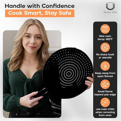 Splatter Screen for Frying Pan | USA Brand | 13-Inch Black, Fit Pans (12" to 13") Silicone Grease Splatter Guard for Frying Pan and Stove by Beckon Ware - Image 6