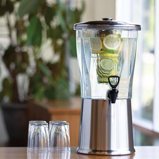 Service Ideas CBDRT3SS Beverage Dispenser, Round, 3 Gallon with Plastic Container and Optional Infuser Tube, Stainless Steel Base and Lid, NSF certified - Image 3