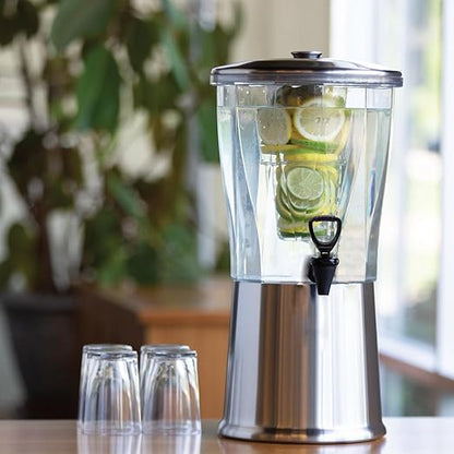 Service Ideas CBDRT3SS Beverage Dispenser, Round, 3 Gallon with Plastic Container and Optional Infuser Tube, Stainless Steel Base and Lid, NSF certified - Image 3