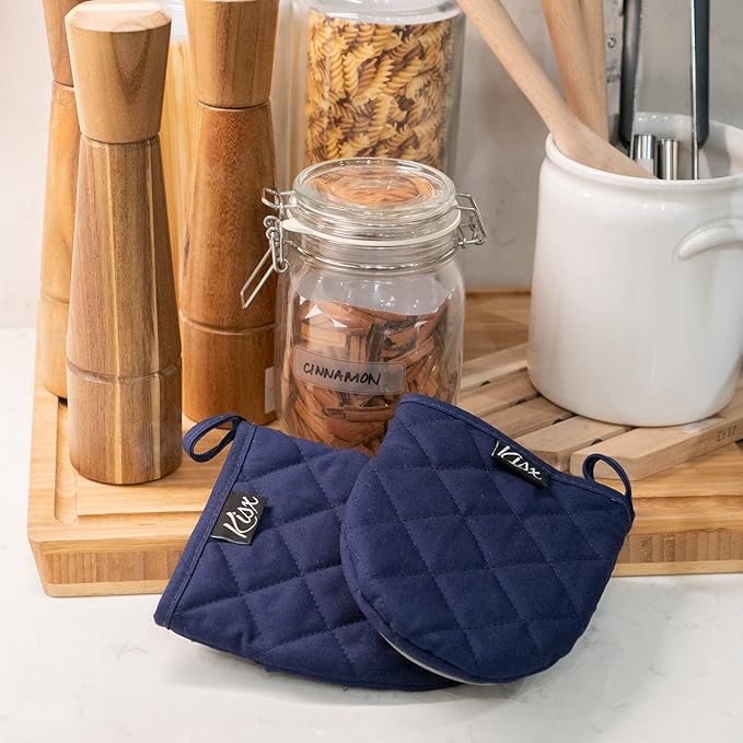 Oven Mitts Heat Resistant – (Blue Color) Mini Oven Mitts, Silicone Gloves Heat Resistant, Kitchen Gloves for Cooking, Silicone Oven Mitts & Pot Holders Sets, Kitchen Pot Holders & Oven Mitts Sets