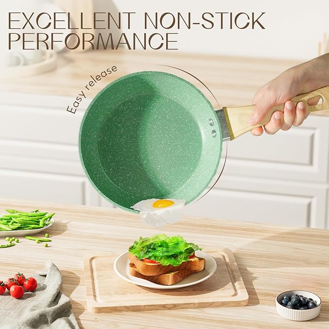 Innerwell Nonstick Frying Pan Skillet, 8 Inch Non Stick Egg Pan Omelet Frying Pans 100% PFOA-Free, Non-Toxic Healthy Cooking Pan, Induction Compatible - Image 2