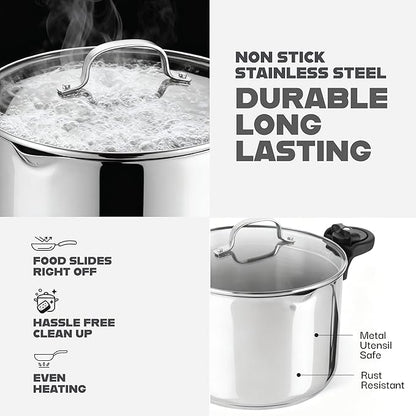 GOTHAM STEEL 5 Qt Stainless Steel Stock Pot Multipurpose Pasta Pot with Strainer Lid & Twist and Lock Handles, for Soup, Spaghetti, Rice, Induction Ready, Dishwasher Safe - Image 5