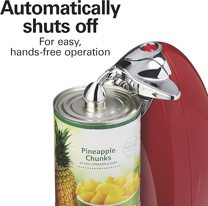 Hamilton Beach Electric Automatic Can Opener with Auto Shutoff, Knife Sharpener, Cord Storage, and SureCut Patented Technology, Extra-Tall, Red - Image 5
