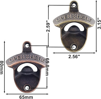 12 PCS Beer Bottle Opener Wall Mount, Post Mount Bottle Cap Openers Bulk, Old Time Table Mount Beer Top Opener for Home Hotel Pation