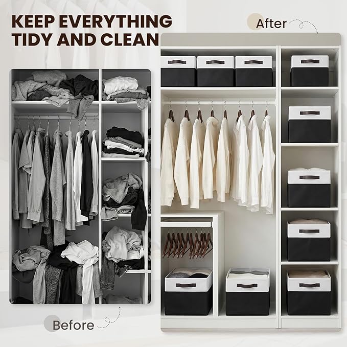 Criusia 6 Pack Closet Organizers and Storage Bins, Cute Dorm Room Essentials for Clothes Beddings Bags, Under Bed Storage Containers, Apartment Essentials Baskets for Organizing (14L*10W*9.5H) - Image 6