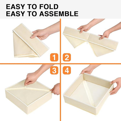 DIMJ Drawer Organizer Clothes 15 Pack - Foldable Baby Organizers and Storage & Closet Organizers for Bedroom, Closet - Nursery Organization Dresser Dividers for underwear, Sock,Bra, Belt, Tie, Beige - Image 7