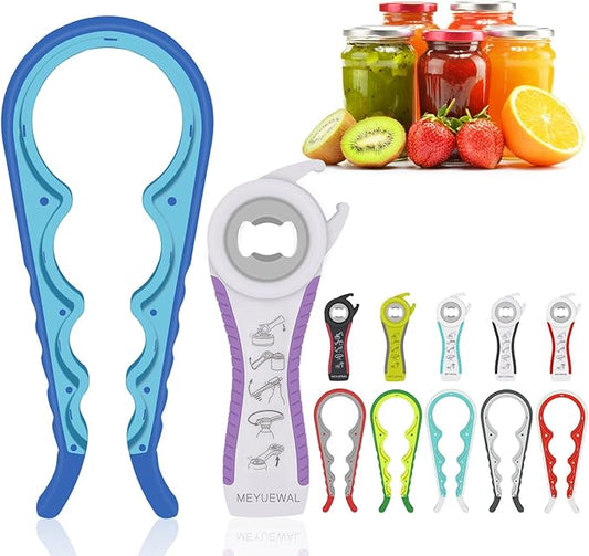 5-in-1 Multi-Functional Bottle, Jar, and Can Opener with Silicone Handle for Children, Elderly, and Arthritis Sufferers (Blue) by Unknown