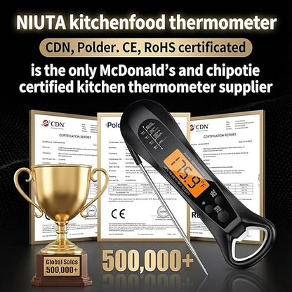 Therm Pro® Chef Meat Thermometer Digital, 1 Sec Instant Read, NIST® Certified Accurate to ±0.5℉, Ultra Bright LED Screen, 100% Waterproof, Auto-Rotate, for BBQ, Turkey, Candy, Liquids Christmas Gift