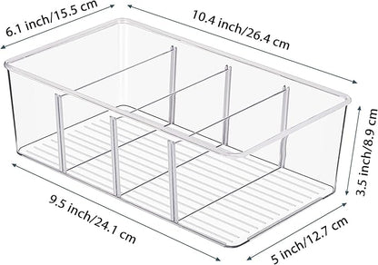Vtopmart 10 Pack Food Storage Organizer Bins, Clear Plastic Bins for Pantry, Kitchen, Fridge, Cabinet Organization and Storage, 4 Compartment Holder Packets, Snacks, Pouches, Spice Packets - Image 2