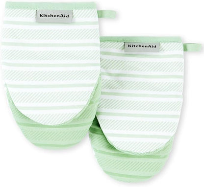 KitchenAid Albany Mini Oven Mitt 2-Pack Set, Pistachio, 5.5"x8" by KitchenAid