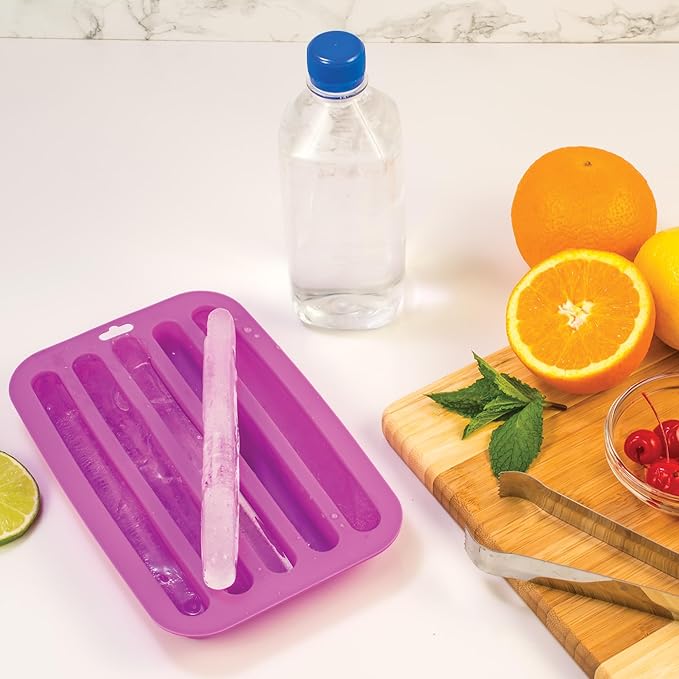 HIC Kitchen Silicone Water Bottle Ice Tray, Non-Stick, Set of 2, Each Tray Makes 5 Long Ice Sticks