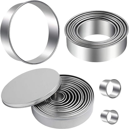 Round Cookie Cutters Set 12 Pieces Bistcuit Cookie Cutters Circle Pastry Cutters Round Donut Ring Molds for Baking for Pastries Doughs Doughnuts by Winerming