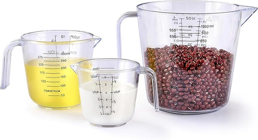 Measuring Cup Set, HIA 3PCS Plastic Liquid Measuring Cups for Prepping, Baking and Cooking, Dishwasher Safe (4, 1.5 and 3/4 Cup) by Unknown