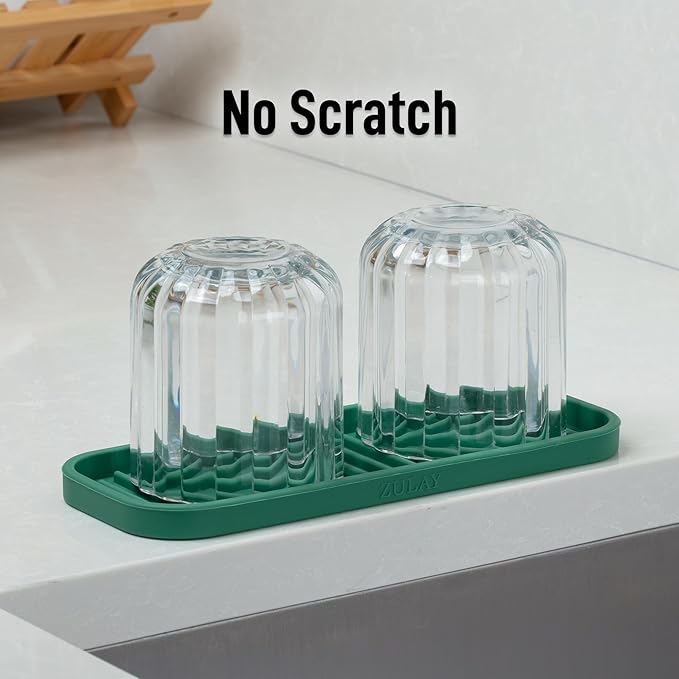 Zulay Kitchen (9x3.5) Silicone Sponge Holder for Kitchen Sink - Flexible Multipurpose Soap Tray - Sink Organizer for Kitchen, Bathroom, Makeup, Trinkets & More (Pine Green) - Image 7
