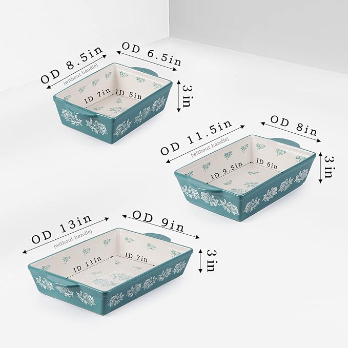 Wisenvoy Baking Dish Ceramic Lasagna Pan Casserole Dish 3-Piece Bakeware Sets Baking Dishes Baking Set Baking Dish Set - Image 2