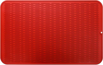 MicoYang Silicone Dish Drying Mat for Multiple Usage,Easy clean,Eco-friendly,Heat-resistant Silicone Mat for Kitchen Counter or Sink,Refrigerator or Drawer Liner Red 3XL 28 inches x 18 inches by MicoYang