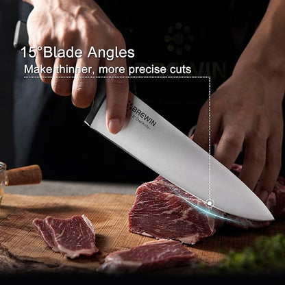 Brewin Professional Kitchen Knives, 3PC Chef Knife Set Sharp Knives for Kitchen High Carbon Stainless Steel, Japanese Cooking Knife with Gift Box - Image 3