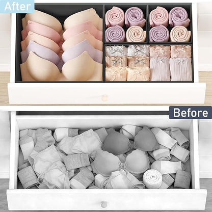 DIMJ Drawer Organizer Clothes, 28Pack Dresser Organizer, Foldable Closet Organizers and Storage, Fabric Dresser Bins, Drawer Dividers for Nursery, Baby Clothes, Underwears, Sock,Black - Image 6