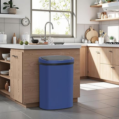 BestOffice 13‑Gallon Automatic Sensor Trash Can, Deep Blue – 50 L Touchless Motion‑Activated Kitchen Garbage Bin, Fingerprint‑Resistant Stainless Steel - Image 2