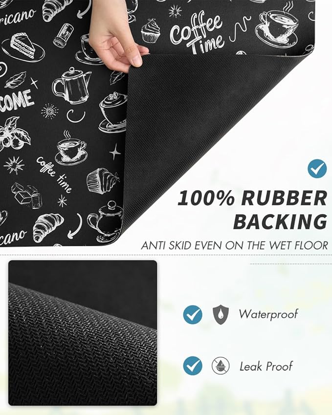 AMOAMI Coffee Mat Hide Stain Rubber Backed Absorbent Dish Drying Mat for Kitchen Counter - Fits Under Coffee Maker & Espresso Machine (12x19,INK) - Image 5