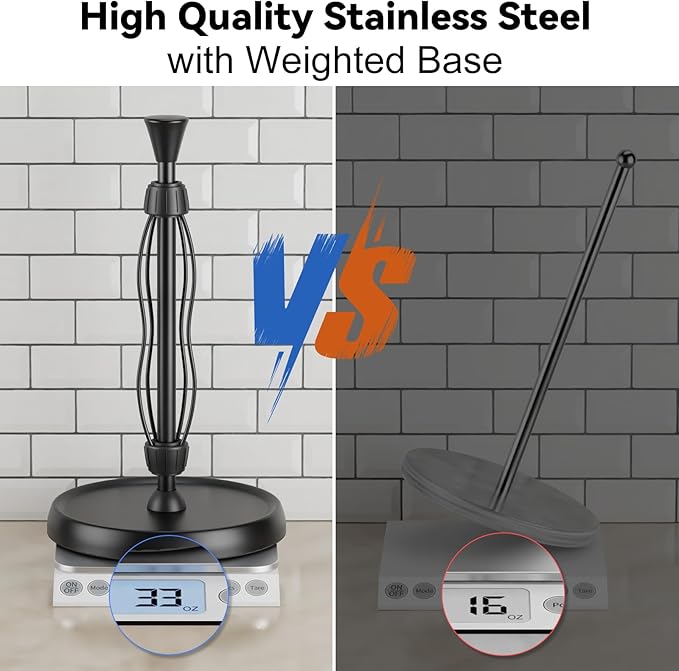 Countertop Paper Towel Holder, Premium Stainless Steel Kitchen Roll Holder with Double Ratchet Mechanism - Decorative for Kitchen, Bathroom, Farmhouse - Image 6
