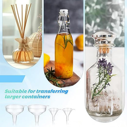 14 PCS Small Funnel for Filling Small Bottles Mini Funnels Clear Plastic Tiny Funnel Kit with Droppers for Kitchen Bottles Lab Essential Oils Perfume