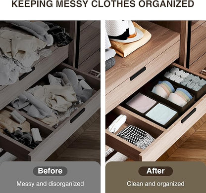 DIMJ Drawer Organizer Clothes, Underwear Drawer Organizer, Set of 4 Foldable Closet Drawer Bins, Fabric Drawer Dividers for Baby Clothes, Socks, Belt, Tie (Brown) - Image 4