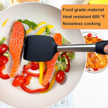 KLAQQED Spatula Set Silicone Heat Resistant for Nonstick Cookware Rubber Silicone Spatula Turner Fish, Large Nonstick Plastic Egg Wok Spatula for kitchen use Cooking Utensils Set - Image 6