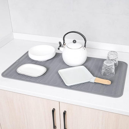 MicoYang Silicone Dish Drying Mat for Multiple Usage,Easy clean,Eco-friendly,Heat-resistant Silicone Mat for Kitchen Counter or Sink,Refrigerator or Drawer Liner Grey 4XL 32 inches x 18 inches - Image 6
